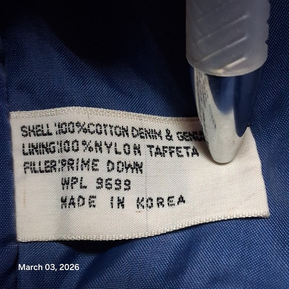 Vintage Pacific Trail Prime Northern Down Western Denim Vest With Leather Trim - Picture 12 of 14